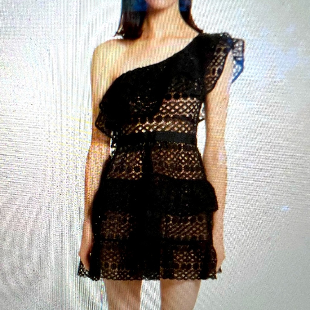 Self-Portrait Lace One-Shoulder dress 4